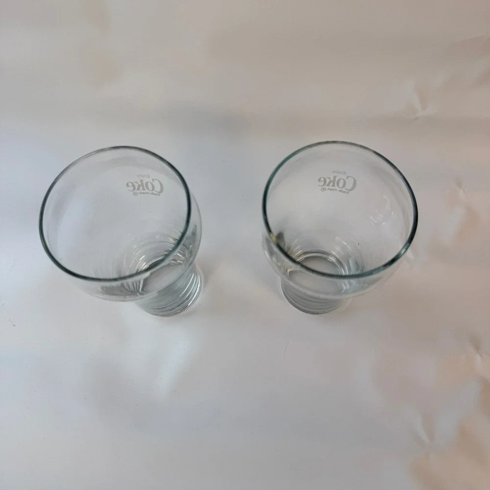 Coca-Cola Glass Set of 2 Enjoy Coke White Logo Flared Bell Tumblers 10oz